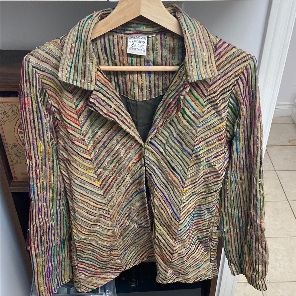 Vintage Parsley & Sage Colorful Striped Jacket